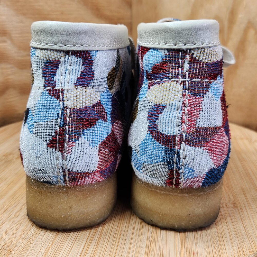 Clarks Originals Wallabee Patchwork Woven Fabric Ankle Boots - Picture 6 of 11